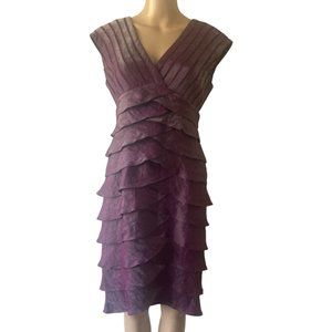 Adrianna Papell Iridescent Purple Tiered Scalloped Sleeveless Size 8 Dress